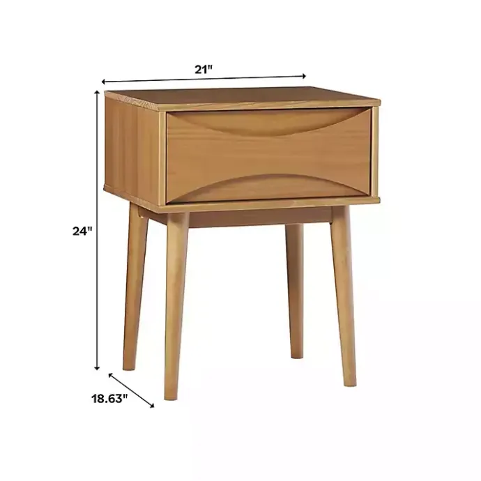 Discount Kirklands Home Caramel Wood Mid-Century Modern Nightsd Tan