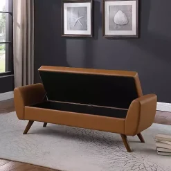 Hot Kirklands Home Carmel Vegan Leather Storage Bench Brown