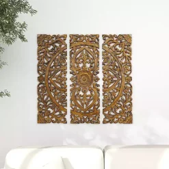 Online Kirklands Home Carved Mahogany 3-pc. Triptych Wall Panels Gold