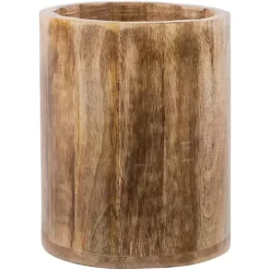 Outlet Kirklands Home Carved Mango Wood Utensil Crock Brown