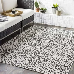 Sale Kirklands Home Cauli Leopard Print Outdoor Rug, 4x5 Black