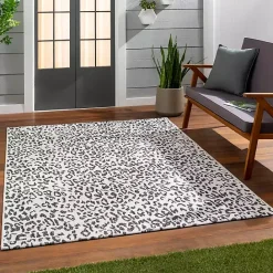 Discount Kirklands Home Cauli Leopard Print Outdoor Rug, 7x10 Black