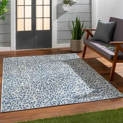 New Kirklands Home Cauli Leopard Print Outdoor Rug, 4x5 Blue