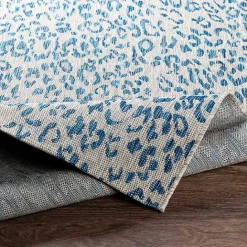 New Kirklands Home Cauli Leopard Print Outdoor Rug, 4x5 Blue