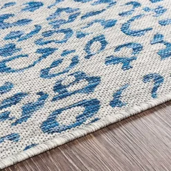 Sale Kirklands Home Cauli Leopard Print Round Outdoor Rug, 6 ft. Blue