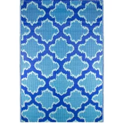 Hot Kirklands Home Cerulean Quatrefoil Outdoor Area Rug, 4x6