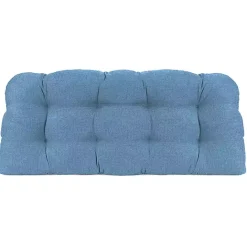 Sale Kirklands Home Chambray French Outdoor Wicker Settee Cushion Blue