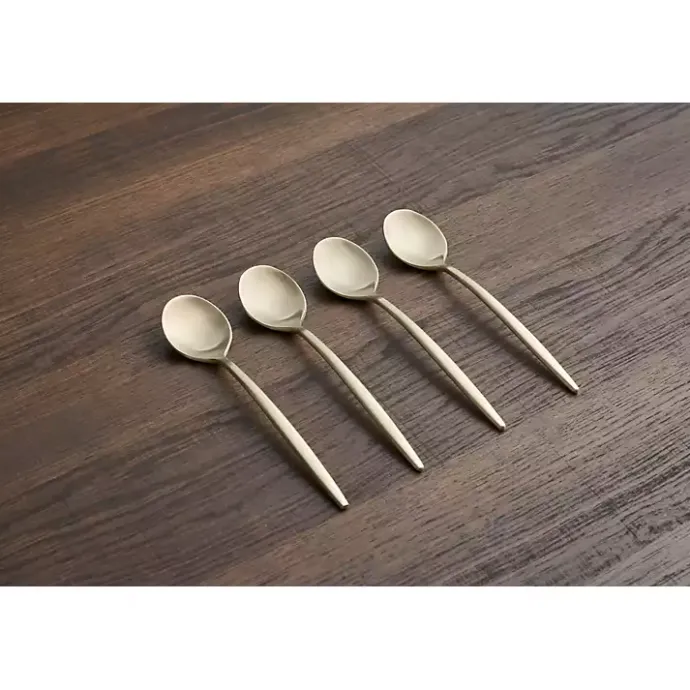 New Kirklands Home Champagne Satin 4-pc. Demitasse Spoon Set Gold
