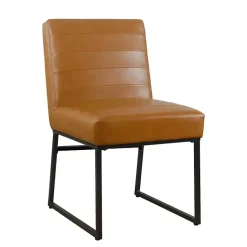New Kirklands Home Channeled Carmel Leather Dining Chair Brown
