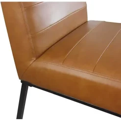 New Kirklands Home Channeled Carmel Leather Dining Chair Brown