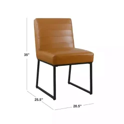 New Kirklands Home Channeled Carmel Leather Dining Chair Brown