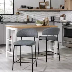Online Kirklands Home Charcoal and Black Curved Counter Stools, Set of 2 Gray