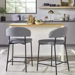 Online Kirklands Home Charcoal and Black Curved Counter Stools, Set of 2 Gray