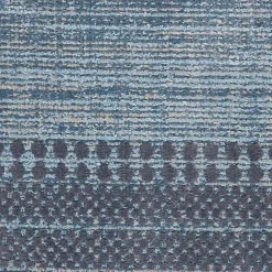 New Kirklands Home Charcoal and Blue Stripes Fringe Area Rug, 7x10
