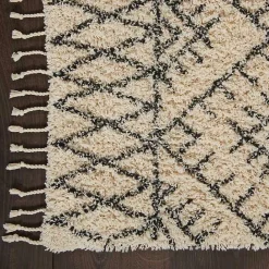 Discount Kirklands Home Charcoal and Ivory Linear Fringe Runner, 2x6