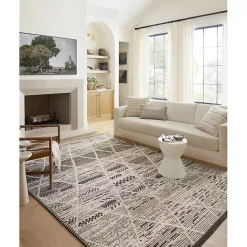 New Kirklands Home Charcoal Gradient Diamond Area Rug, 5x7