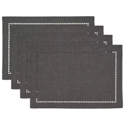 Clearance Kirklands Home Charcoal Laser-Cut Hemstitch Placemats, Set of 4 Gray