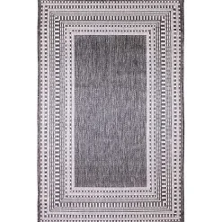 Best Kirklands Home Charcoal Linear Macy Indoor/Outdoor Area Rug, 4x7 Black