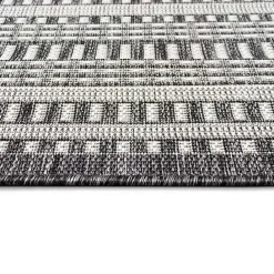 New Kirklands Home Charcoal Linear Macy Indoor/Outdoor Area Rug, 7x9 Black