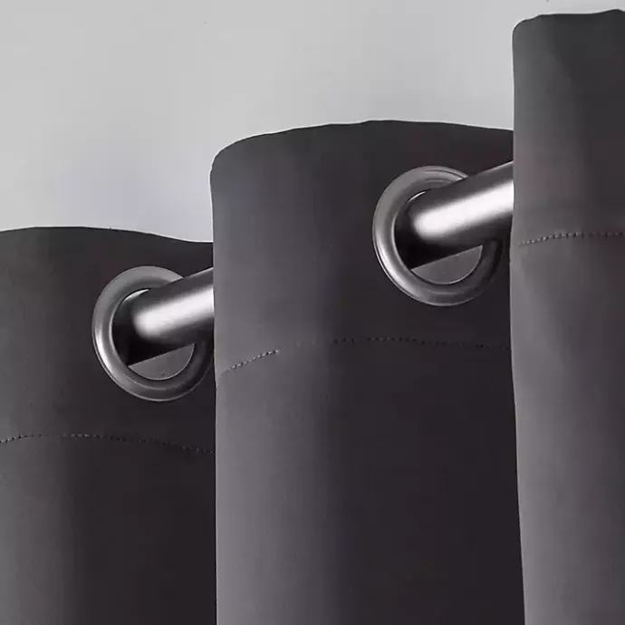 Best Kirklands Home Charcoal Sateen Curtain Panel Set, 96 in. Gray