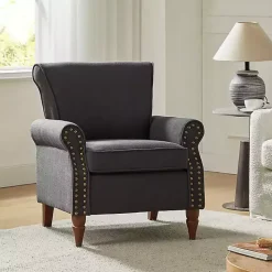 Online Kirklands Home Charcoal Upholstered Henry Armchair Gray