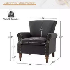 Online Kirklands Home Charcoal Upholstered Henry Armchair Gray