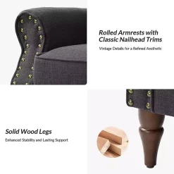 Online Kirklands Home Charcoal Upholstered Henry Armchair Gray
