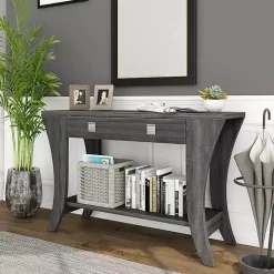 Outlet Kirklands Home Charcoal Wood 2-Drawer Console Table Gray