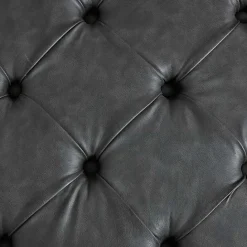 Outlet Kirklands Home Charocal Button Tufted Leather Ottoman Gray