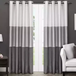 Hot Kirklands Home Chateau Stripe Curtain Panel Set, 96 in. Black