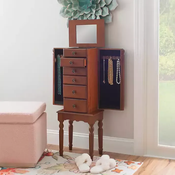 Hot Kirklands Home Cherry 5-Drawer Ollie Petite Jewelry Armoire Brown