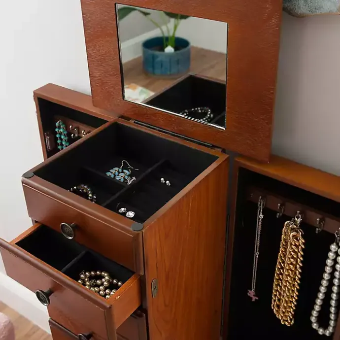 Hot Kirklands Home Cherry 5-Drawer Ollie Petite Jewelry Armoire Brown