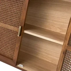 Online Kirklands Home Cherry Wood Frame Rattan Front Cabinet Brown
