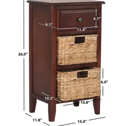Clearance Kirklands Home Cherry Wood Woven Baskets Everly Accent Table Red