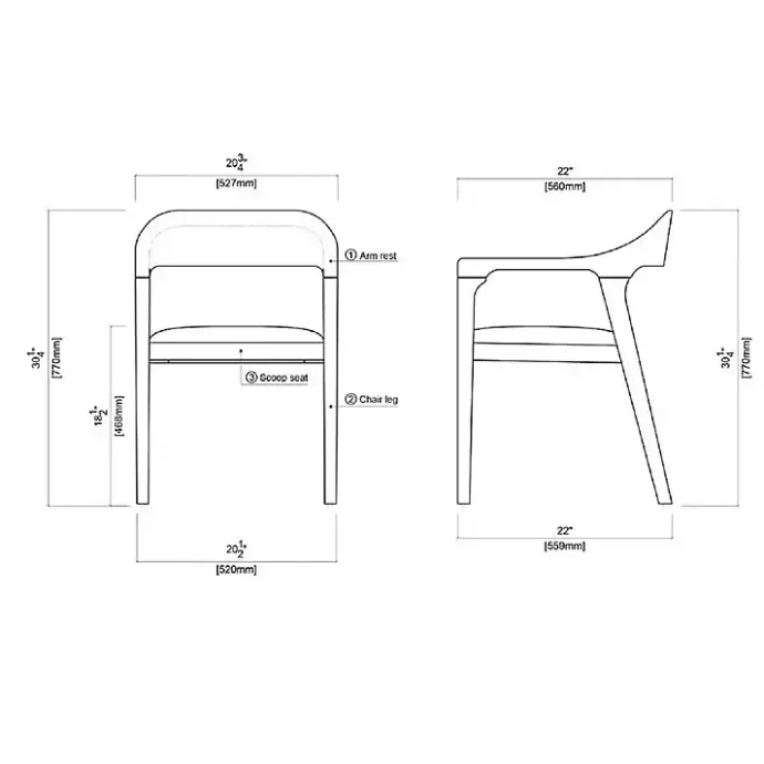 New Kirklands Home Chestnut Ramus Dining Armchairs, Set of 2 Brown