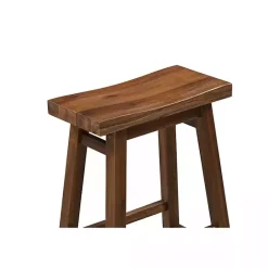 New Kirklands Home Chestnut Wire Brush Saddle Bar Stools, Set of 2 Brown