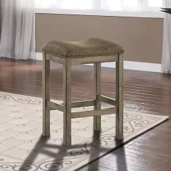 Kirklands Home Chestnut Wood Upholstered Counter Stools, Set of 2 Brown