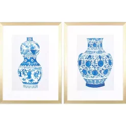 New Kirklands Home Chinoiserie Vases II Framed Art Prints, Set of 2