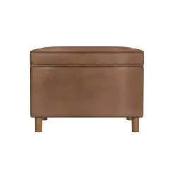 Discount Kirklands Home Chocolate Faux Leather Storage Ottoman Brown
