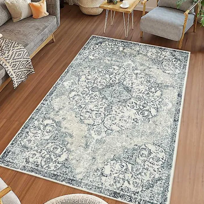Outlet Kirklands Home Cholet Ivory Blue Medallion Area Rug, 5x7