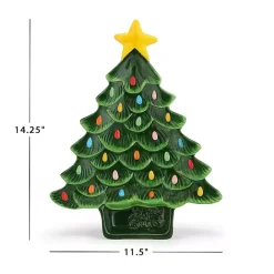 New Kirklands Home Christmas Tree Serving Platter Green