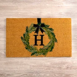 Outlet Kirklands Home Christmas Wreath Monogram H Doormat