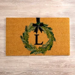 Discount Kirklands Home Christmas Wreath Monogram L Doormat