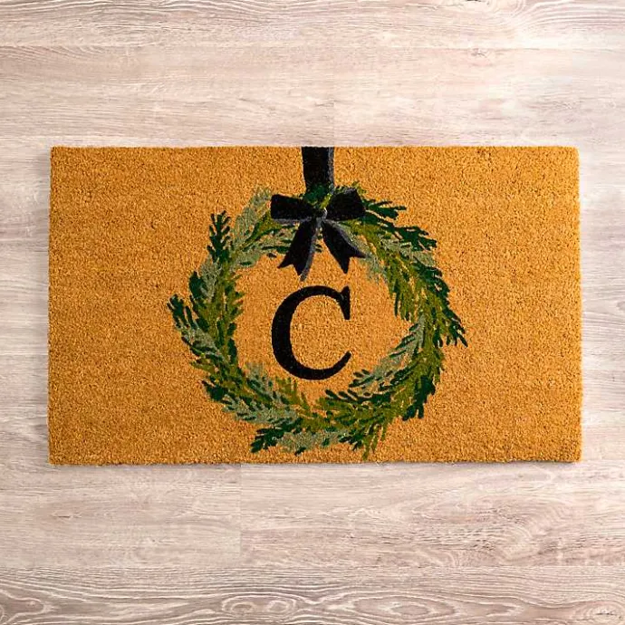 Kirklands Home Christmas Wreath Monogram C Doormat