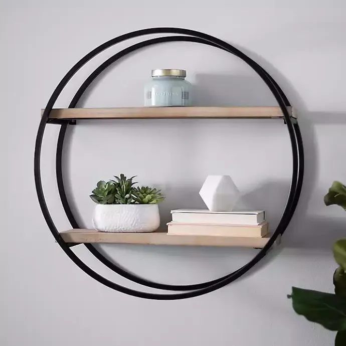 Sale Kirklands Home Circle Double Wood Wall Shelf, 25 in.
