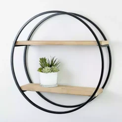 Sale Kirklands Home Circle Double Wood Wall Shelf, 25 in.