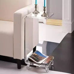 Hot Kirklands Home Acrylic Curved Edge C-Table with Wheels Clear