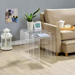 Sale Kirklands Home Acrylic Curved Nesting Side Tables, Set of 3 Clear