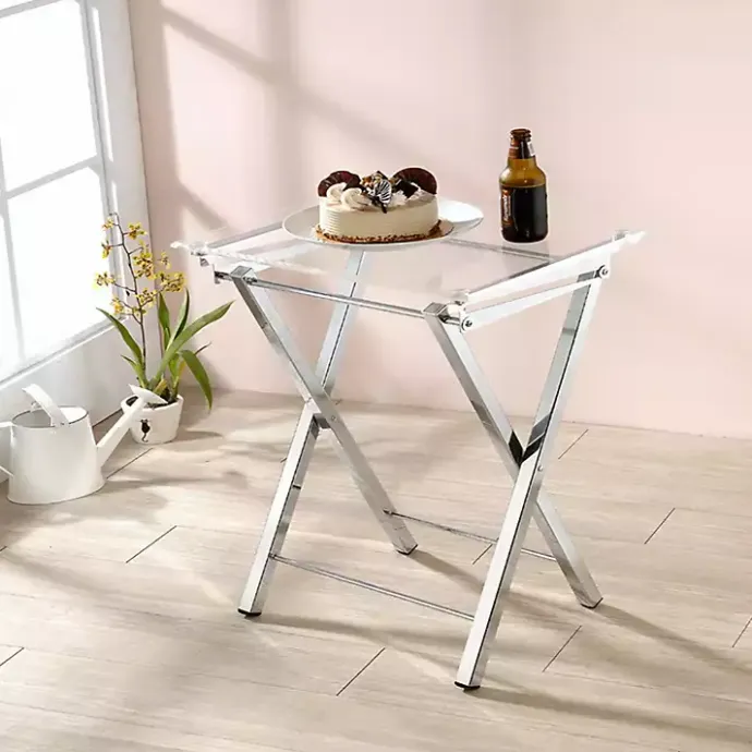 Kirklands Home Acrylic Folding TV Tray Tables, Set of 2 Clear