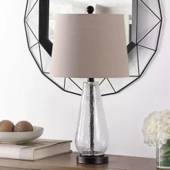 Clearance Kirklands Home Clear Crackle Glass Bronze Center Table Lamp Tan